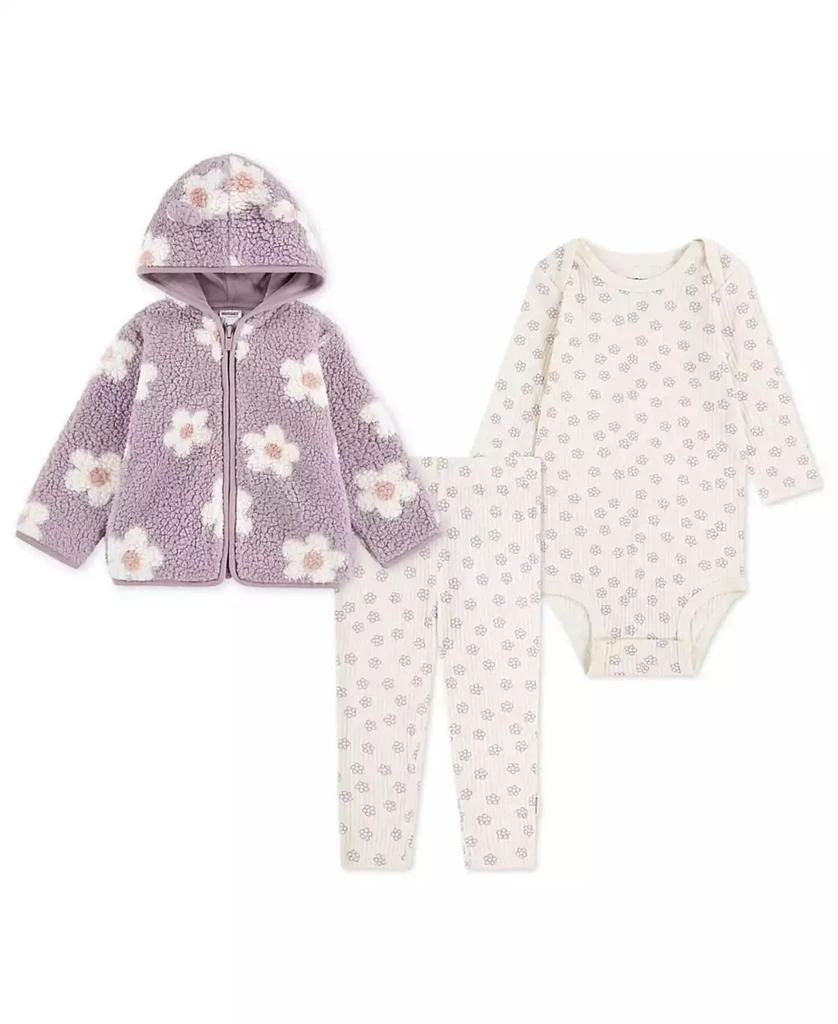 商品Huggies|Baby Girls 3-Piece Floral Jacket, Bodysuit and Pants Set,价格¥217,第1张图片
