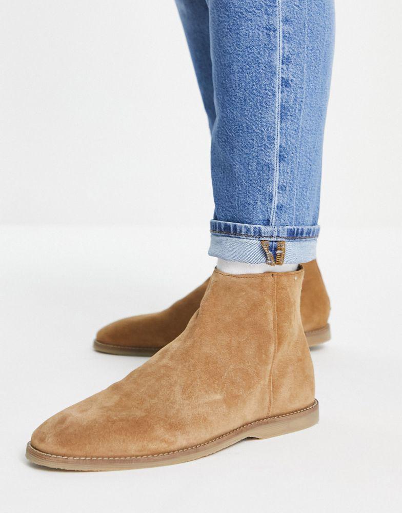 ASOS DESIGN chelsea boot in tan suede商品第3张图片规格展示