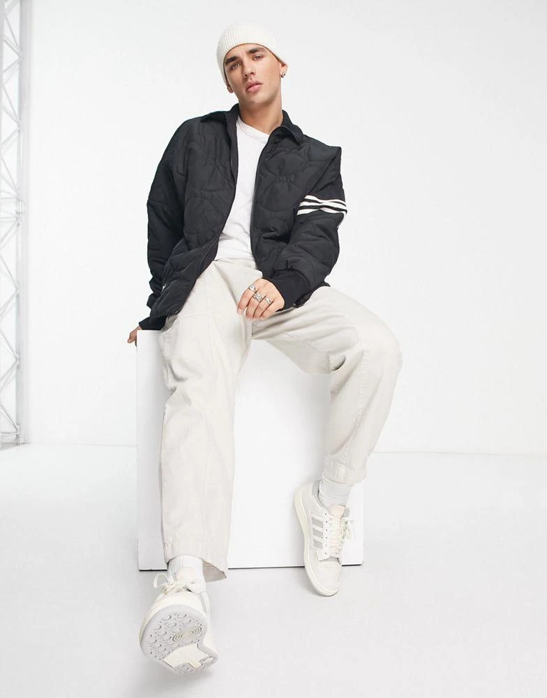 商品Adidas|adidas Originals Neuclassics 3 stripe quilted jacket in black,价格¥703,第4张图片详细描述