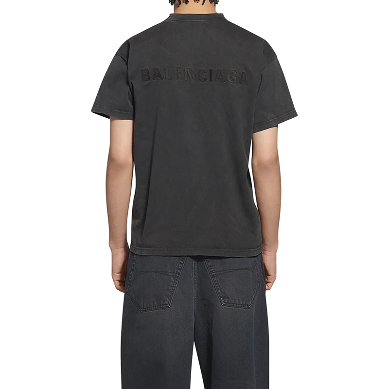 Balenciaga/巴黎世家 22年早春新款  男士黑色棉质Logo短袖T恤 商品