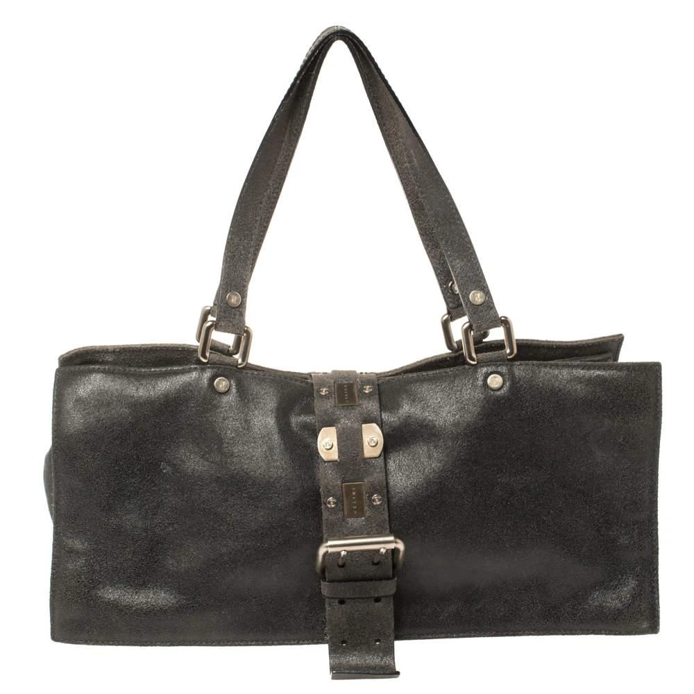 商品[二手商品] Celine|Celine Black Nubuck Leather Buckle Flap Tote,价格¥1363,第1张图片