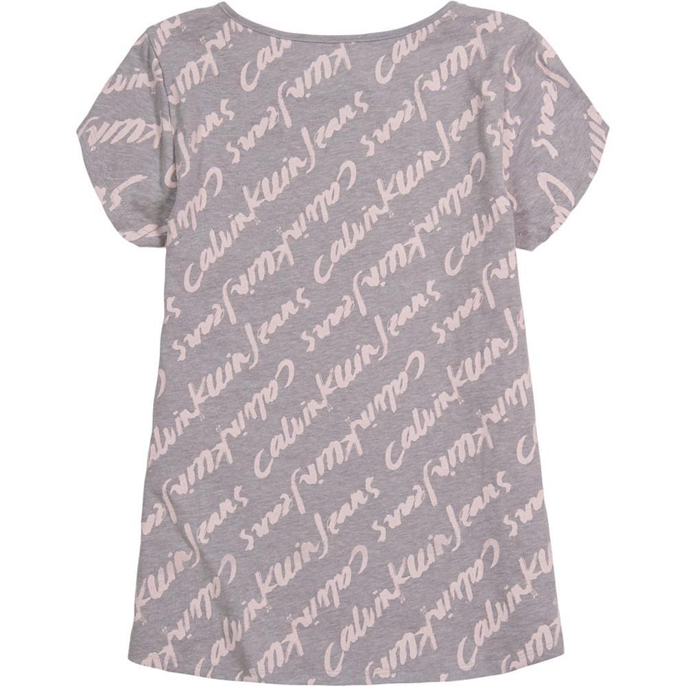 商品Calvin Klein|Big Girls Brush Logo Print T-shirt,价格¥79,第4张图片详细描述