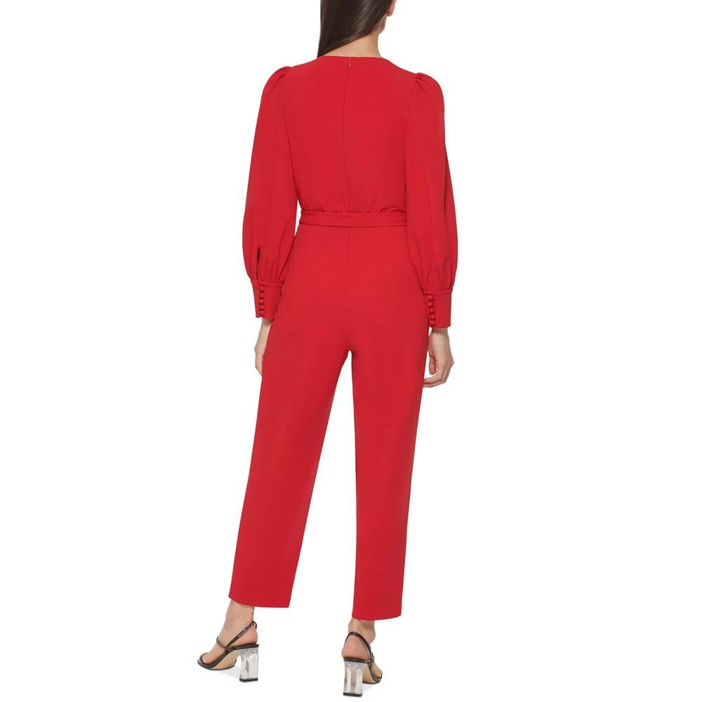 商品Calvin Klein|Women's V-Neck Long-Sleeve Belted Jumpsuit,价格¥591,第2张图片详细描述