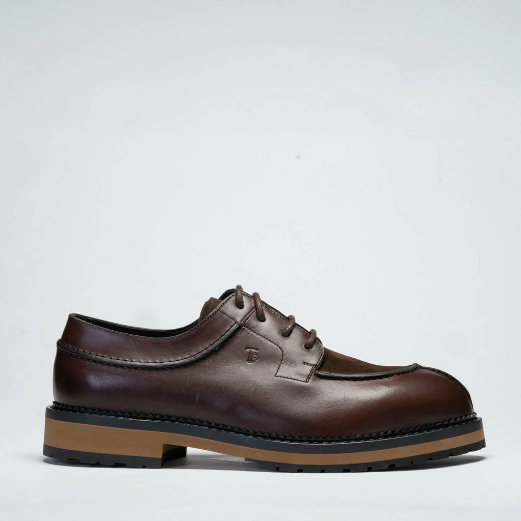 商品Tod's|Lace-up in Brown Leather and Suede with Norwegian Pattern Stitching,价格¥5125,第1张图片