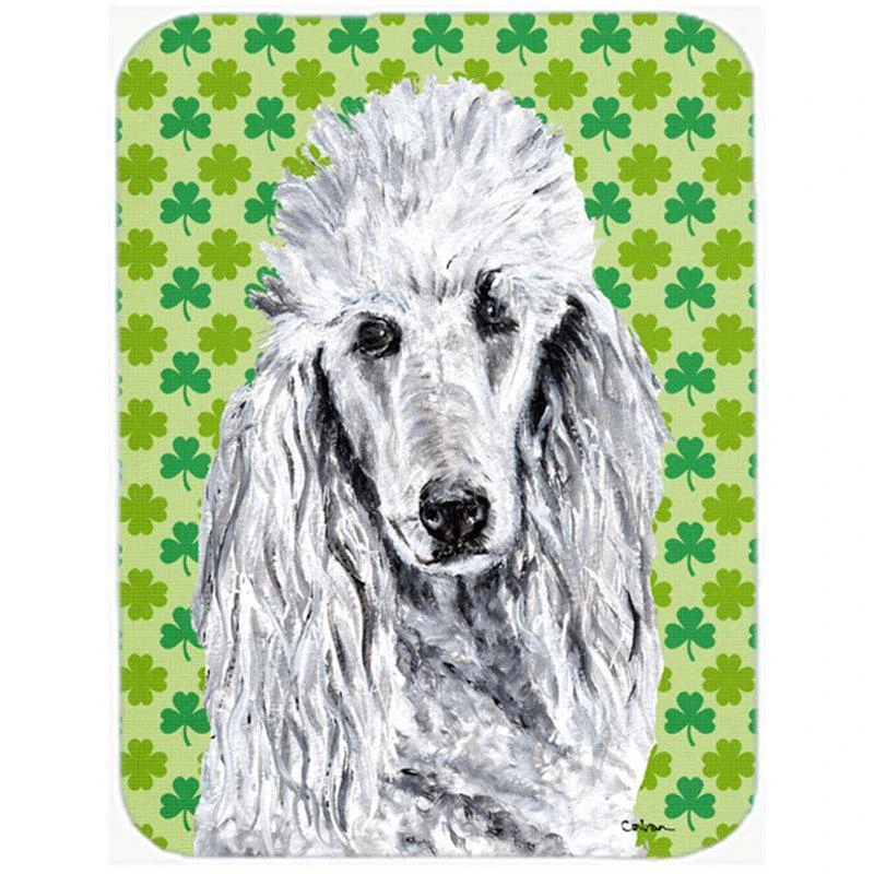 商品Caroline's Treasures|SC9727LCB White Standard Poodle Large Size Lucky Shamrock St. Patricks Day Glass Cutting Board L,价格¥258,第1张图片