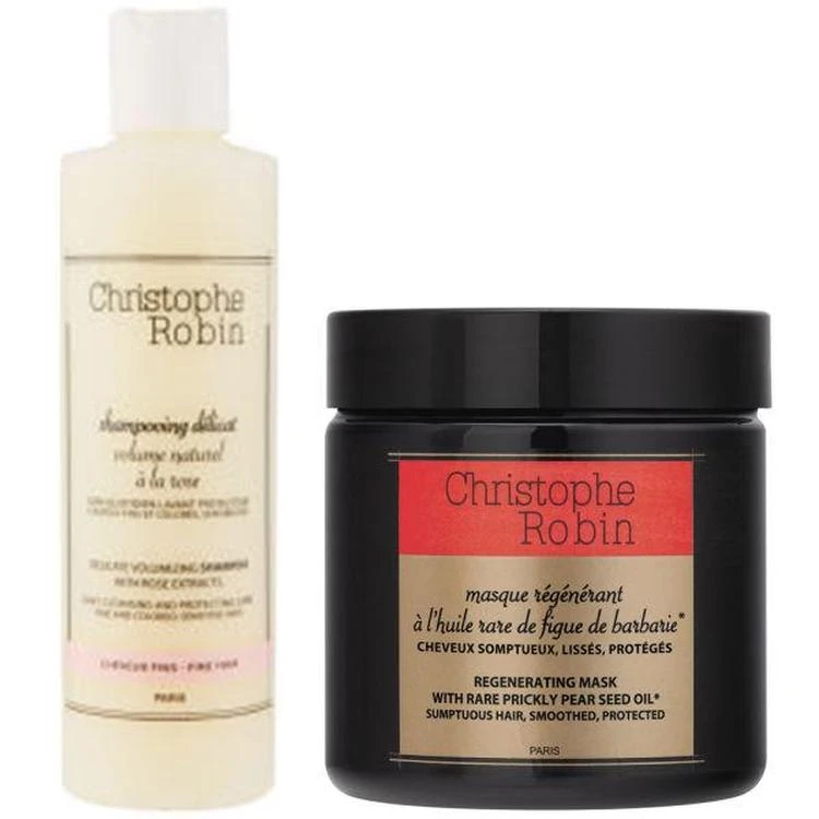 商品Christophe Robin|Christophe Robin Regenerating Mask with Rare Prickly Pear Seed Oil (250ml) and Delicate Volumizing Shampoo with Rose Extracts,价格¥840,第1张图片