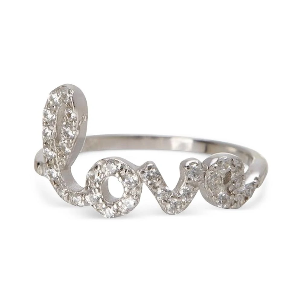 商品ADORNIA|Rhodium-Plated Pavé Cursive Script Love Ring,价格¥146,第1张图片