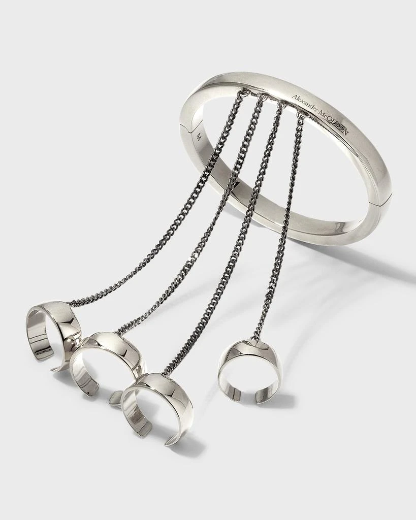 商品Alexander McQueen|4-Ring Connector Bracelet, Silver,价格¥9190,第3张图片详细描述