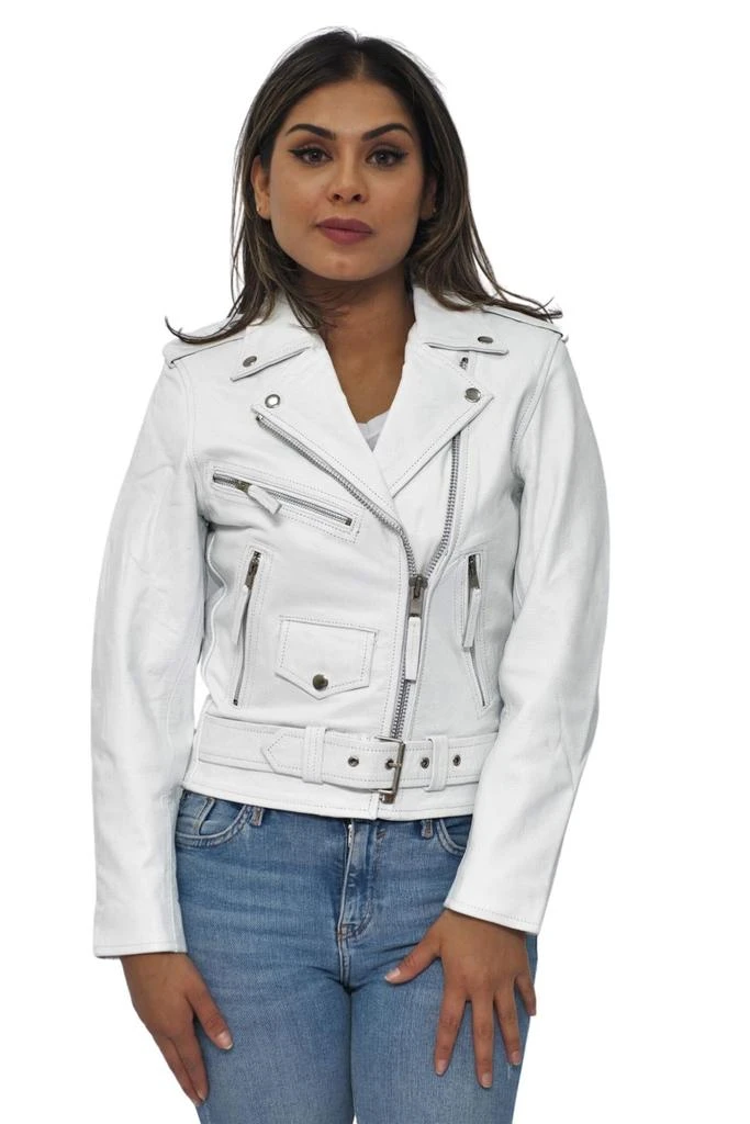 Women's Cowhide Brando Leather Biker Jacket-Murcia 商品