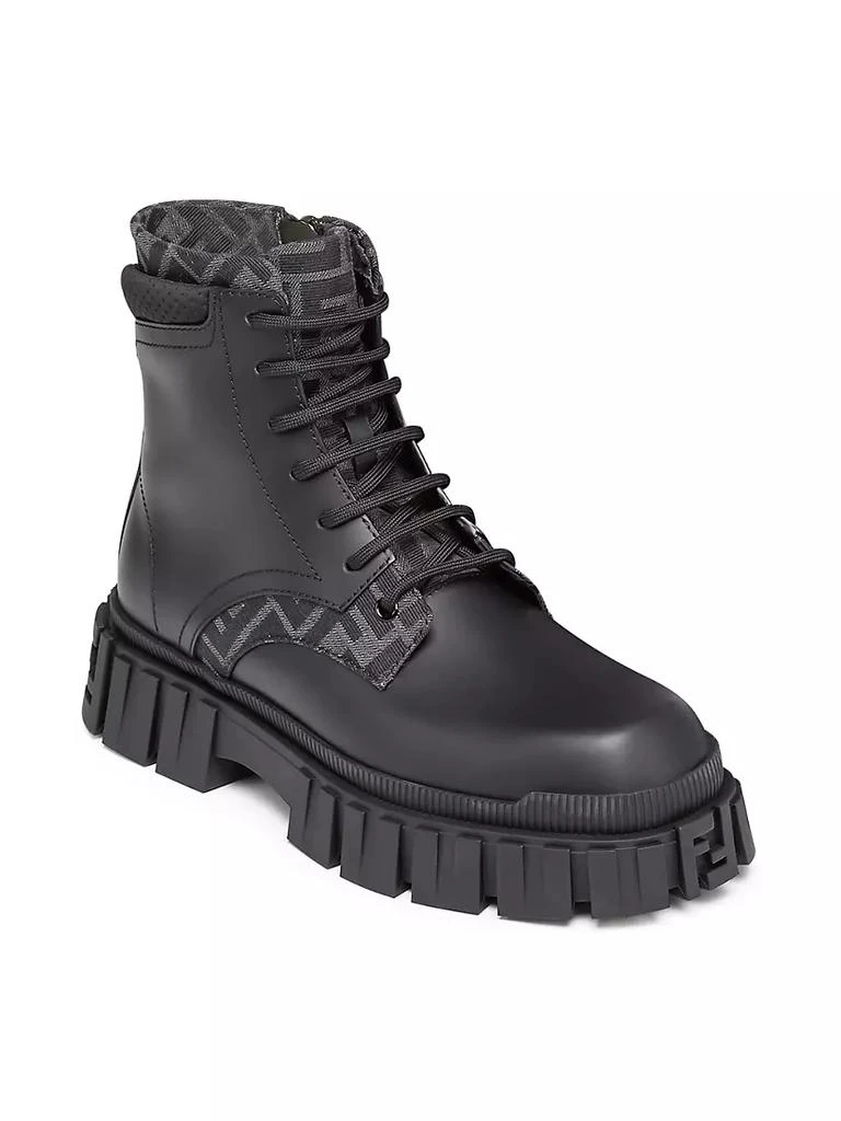 商品Fendi|Logo-Jacquard Leather Combat Boots,价格¥10679,第4张图片详细描述