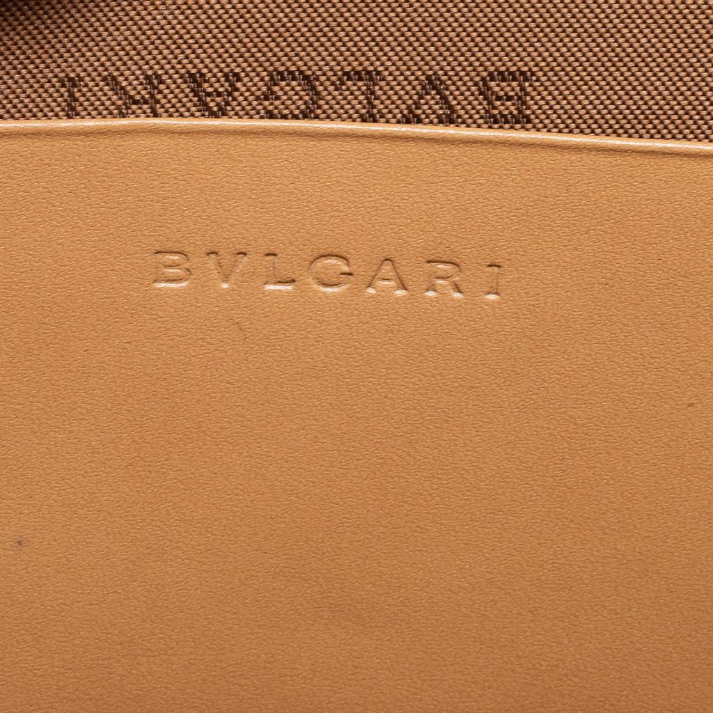 Bvlgari Beige Leather and Canvas Round Clutch Bag商品第9张图片规格展示