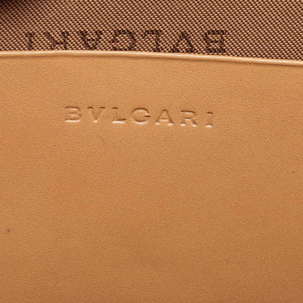 Bvlgari Beige Leather and Canvas Round Clutch Bag 商品