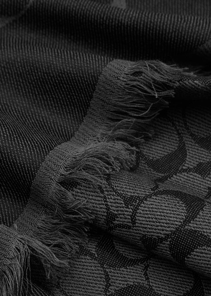 Logo-jacquard silk and cotton-blend scarf商品第3张图片规格展示