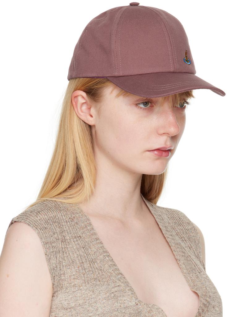 【VIVIENNE WESTWOOD】Logo Embroidered Cotton Cap Burgundy Vivienne Westwood Burgundy Embroidered Cap - Hats - BeyondStyle