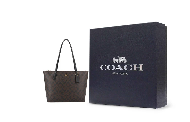 商品[国内直发] Coach|蔻驰 Zip Top 30 老花 PVC 托特包Tote包购物袋单肩包 大号 女款 深棕色,价格¥1228,第10张图片详细描述