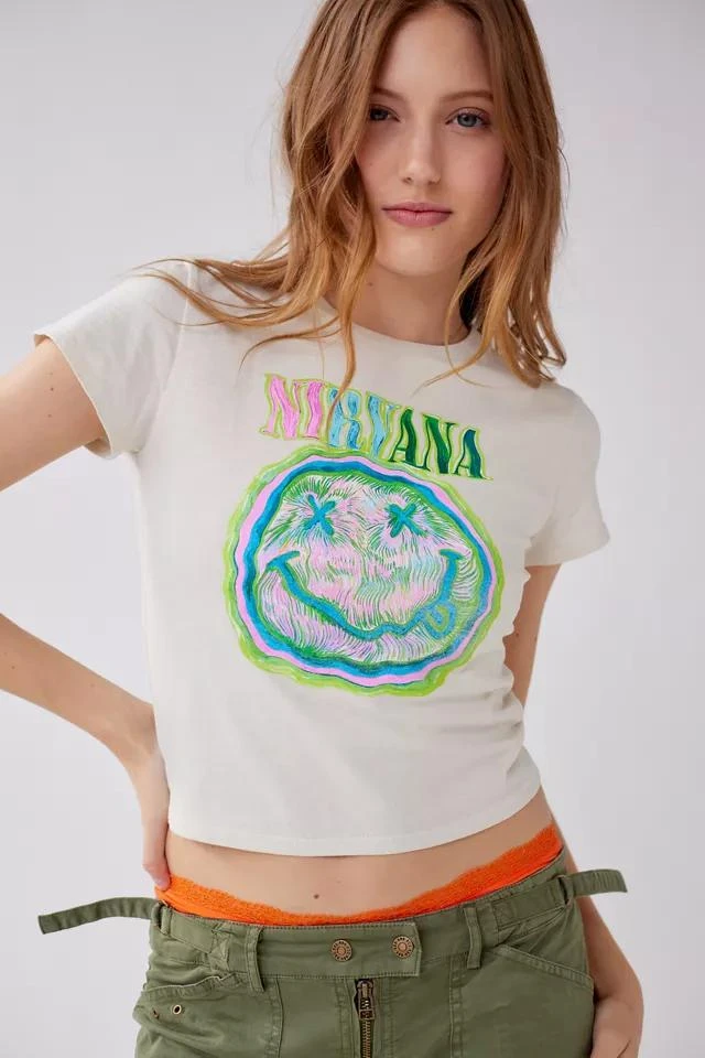商品Urban Outfitters|Nirvana I’m So Happy Baby Tee,价格¥113,第1张图片