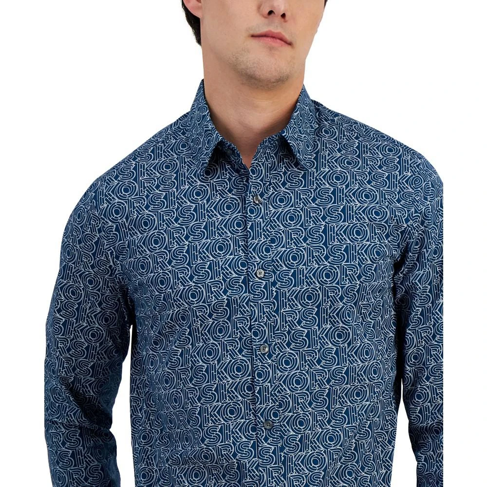 商品Michael Kors|Men's Marquee Slim-Fit Stretch Logo-Print Button-Down Shirt,价格¥262,第3张图片详细描述