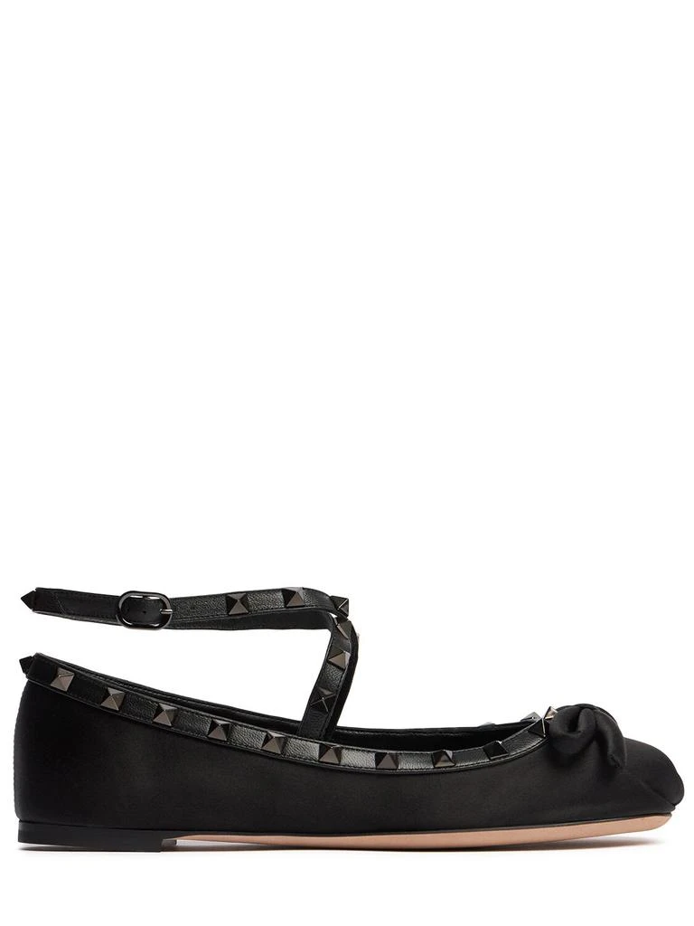 商品Valentino|5mm Rockstud Satin Ballerina Flats,价格¥7323,第1张图片