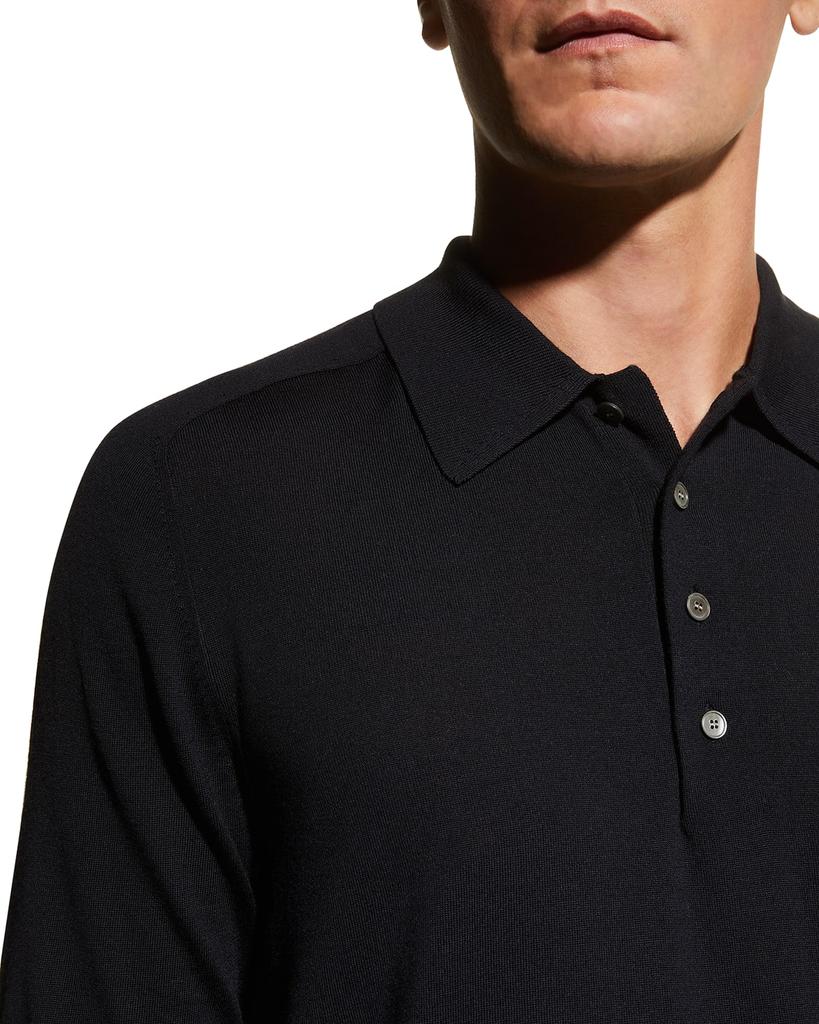 Men's Regal Wool Long-Sleeve Polo Shirt商品第5张图片规格展示