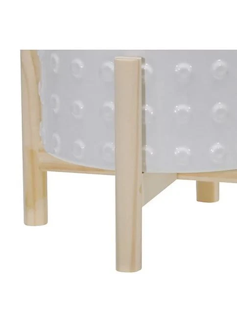 商品belk|Range 8 Inches Planter With Dotted Planter And Wooden Stand White,价格¥478,第4张图片详细描述