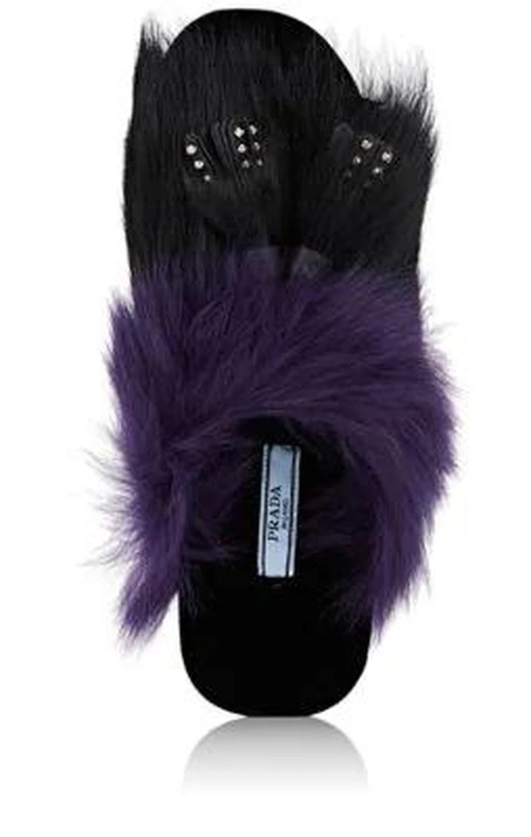 商品Prada|Tassel-Embellished Fur Slide Sandals,价格¥2818,第4张图片详细描述