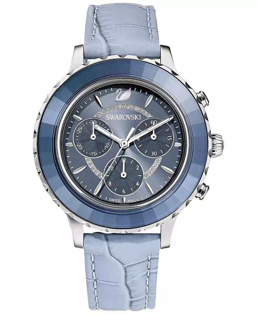 商品Swarovski|Women's Swiss Chronograph Octea Lux Blue Crocodile Leather Strap Watch 38mm,价格¥2249,第1张图片