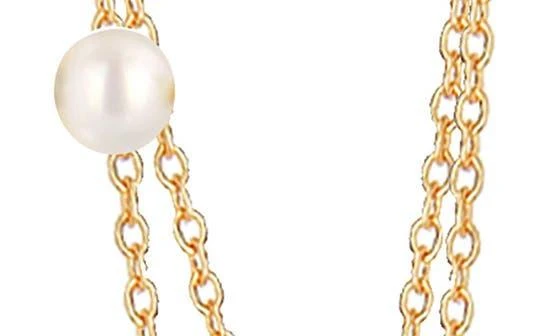 商品Gabi Rielle|Imitation Pearl Chain Drop Huggie Hoop Earrings,价格¥360,第2张图片详细描述