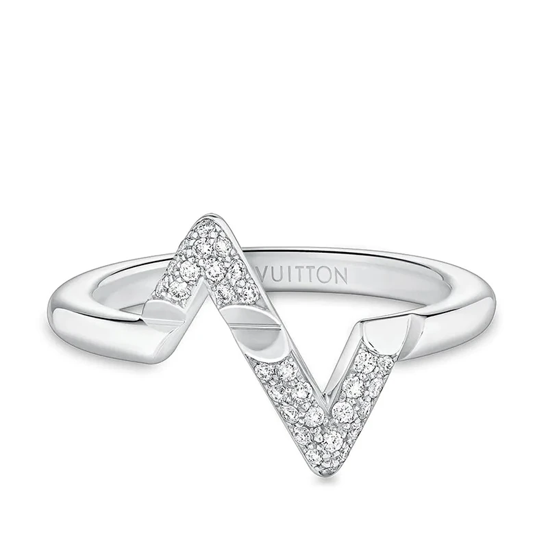 预售十天 Louis Vuitton/路易威登 22春夏新款Volt系列 18K金白金徽标字母组合造型镶嵌钻石戒指Q9Q31D 商品