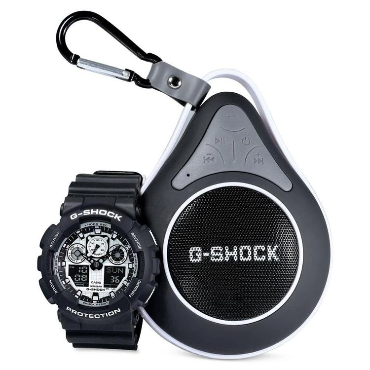 商品G-Shock|Men's Analog-Digital Black Resin Strap Watch with Bluetooth Waterproof Speaker Gift Set 55x51mm GA100BW-1ABT,价格¥823,第1张图片