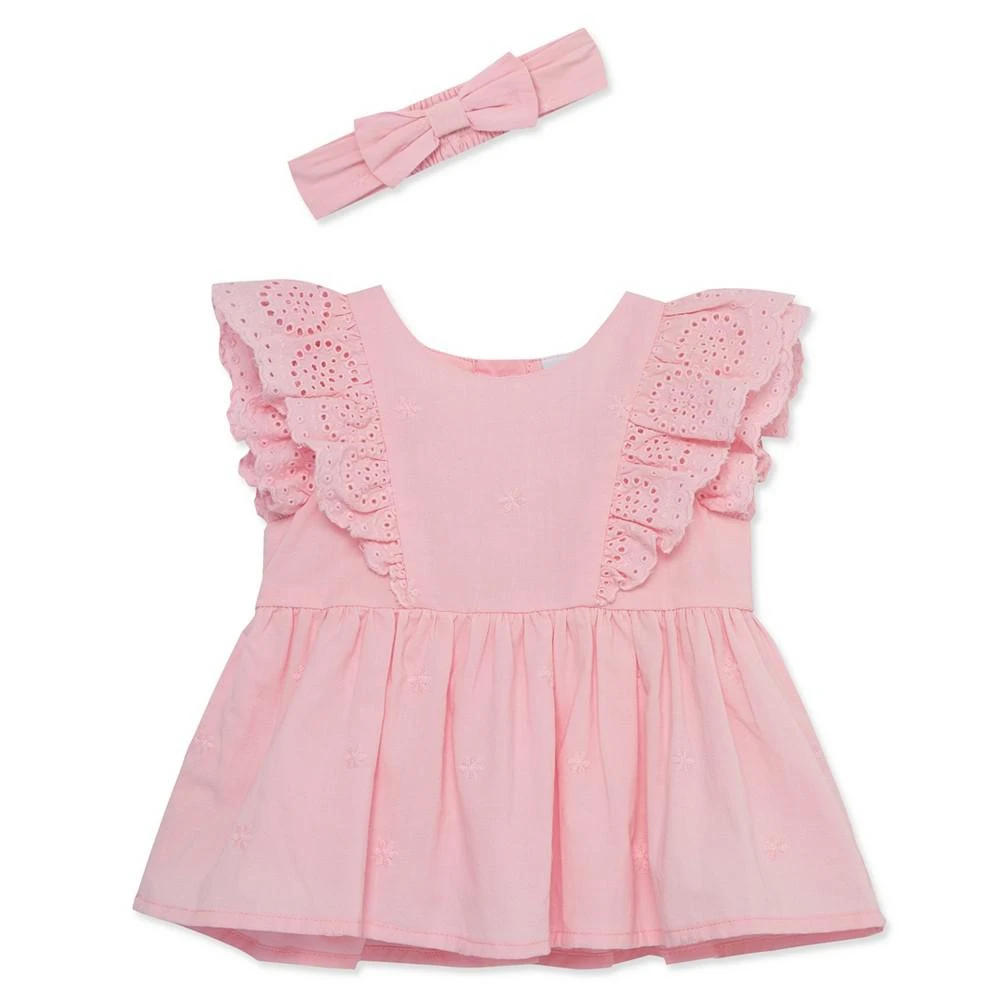 商品Little Me|Baby Girls Pink Eyelet Sunsuit with Headband,价格¥142,第3张图片详细描述