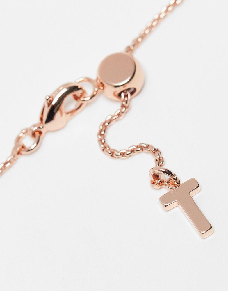 Ted Baker Magnolia necklace with floral pendant in rose gold with silver glitter商品第3张图片规格展示