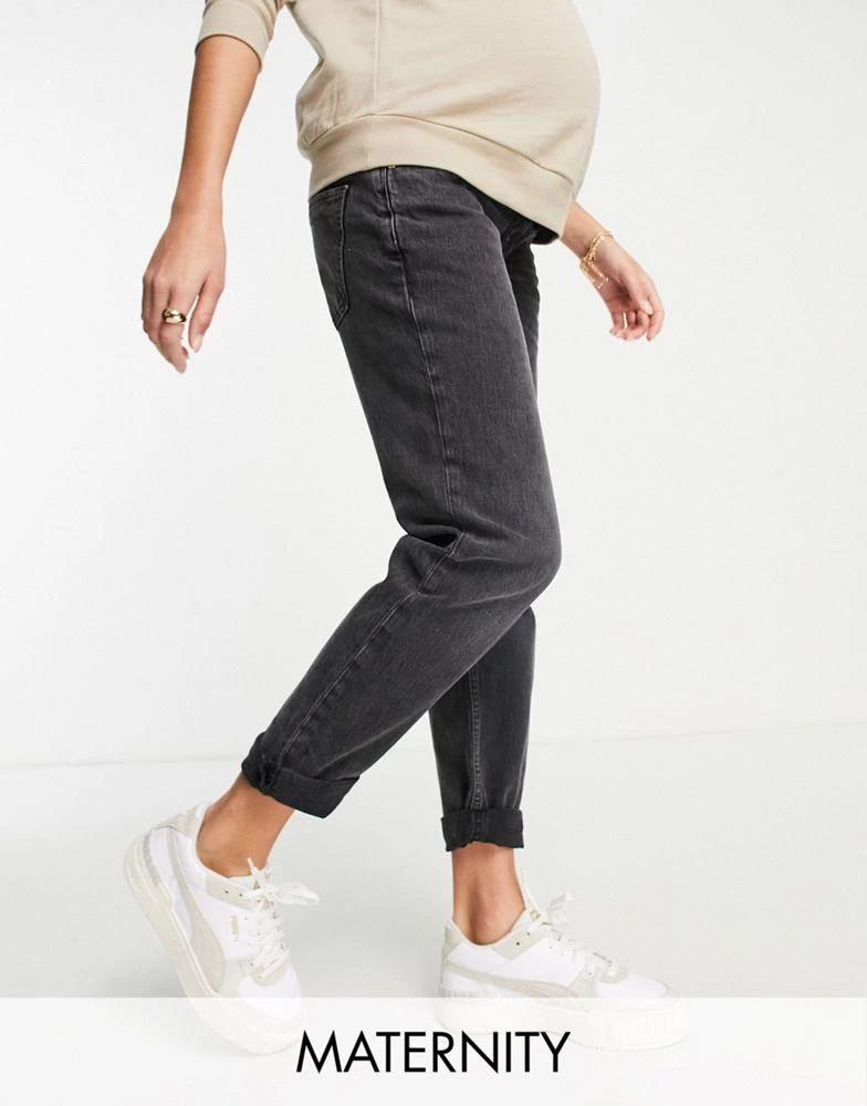 商品River Island Maternity|River Island Maternity mom jeans in black,价格¥294,第1张图片