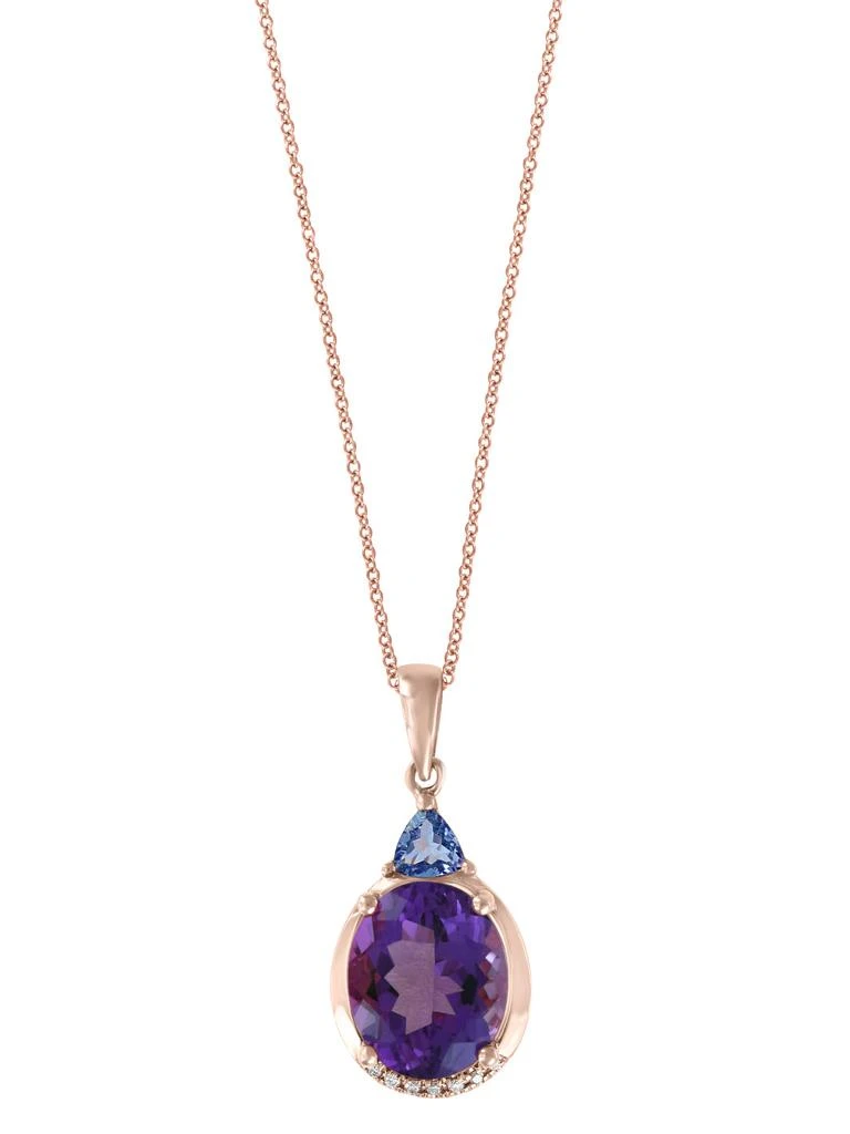 商品Effy|14K Rose Gold Diamond Amethyst Tanzanite Pendant Necklace,价格¥3587,第1张图片