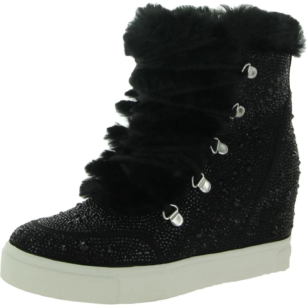 商品Steve Madden|Steve Madden Womens Becoming Rhinestone Faux Fur Lined Ankle Boots,价格¥85,第2张图片详细描述