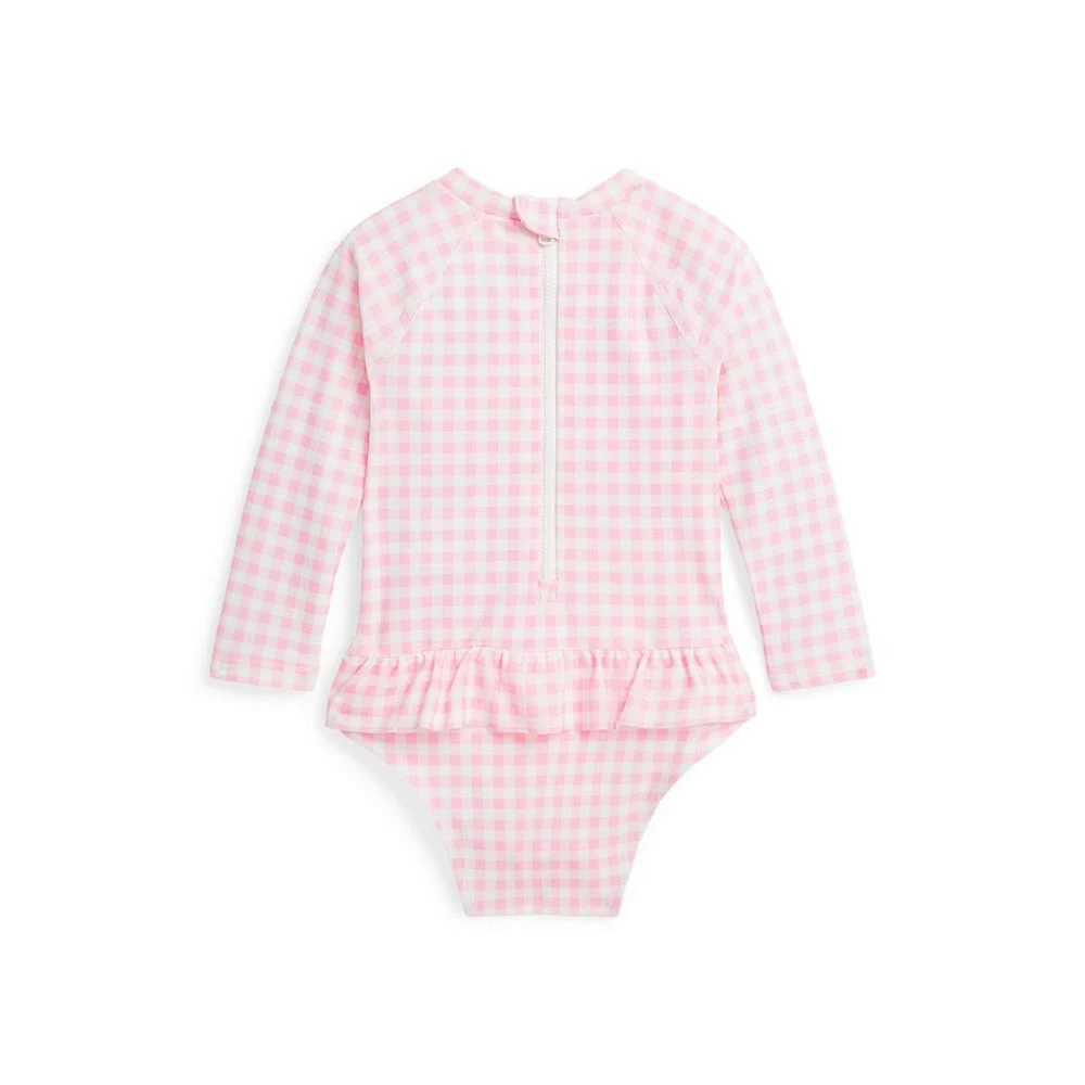 商品Ralph Lauren|Baby Girls Gingham Ruffled One Piece Rash Guard Swimsuit,价格¥312,第2张图片详细描述