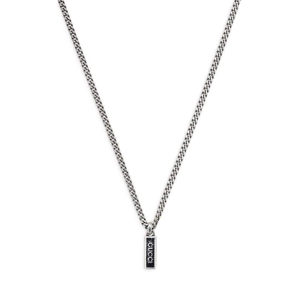 商品Gucci|Sterling Silver Curb Chain Tag Pendant Necklace, 19.6",价格¥4690,第1张图片