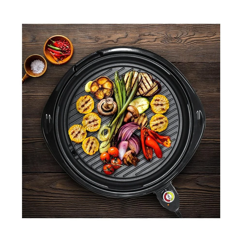 商品Elite Gourmet|14 inch Smokeless Indoor Electric BBQ Nonstick Grill with Glass Lid, Dishwasher Safe,价格¥352,第2张图片详细描述