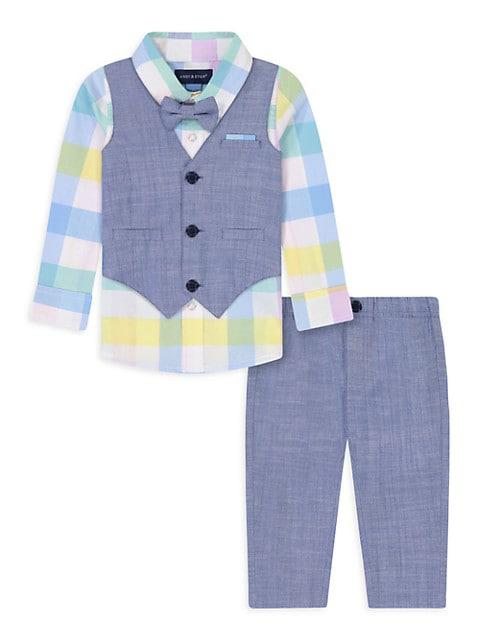 Baby Boy's 2-Piece Chambray Vest Suit Set商品第1张图片规格展示