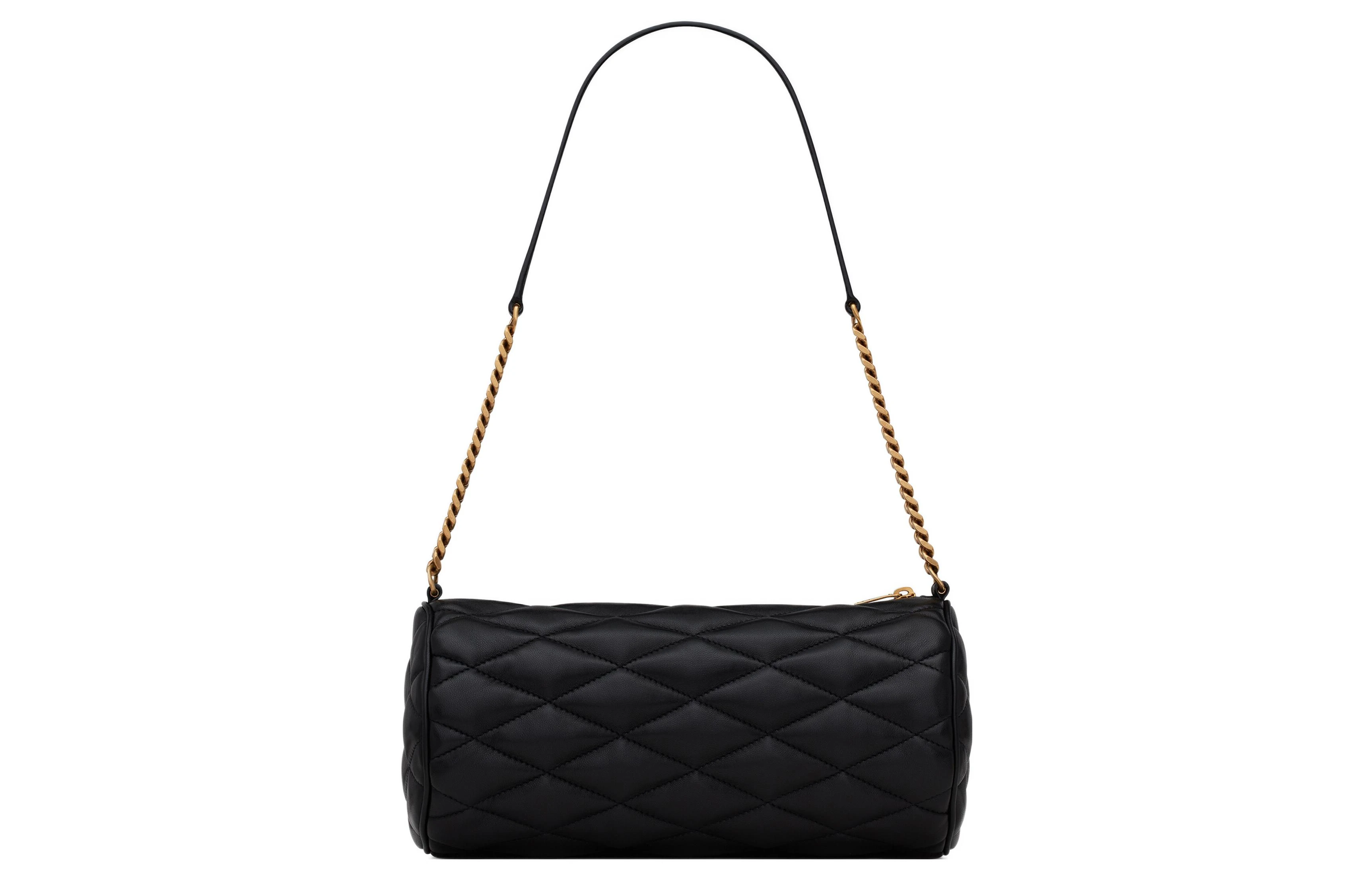 商品[国内直发] Yves Saint Laurent|圣罗兰 YSL Sade 金标Logo菱形纹绗缝链条 羊皮革 圆筒包腋下包手提单肩包 小号 女款 黑色,价格¥10651,第4张图片详细描述