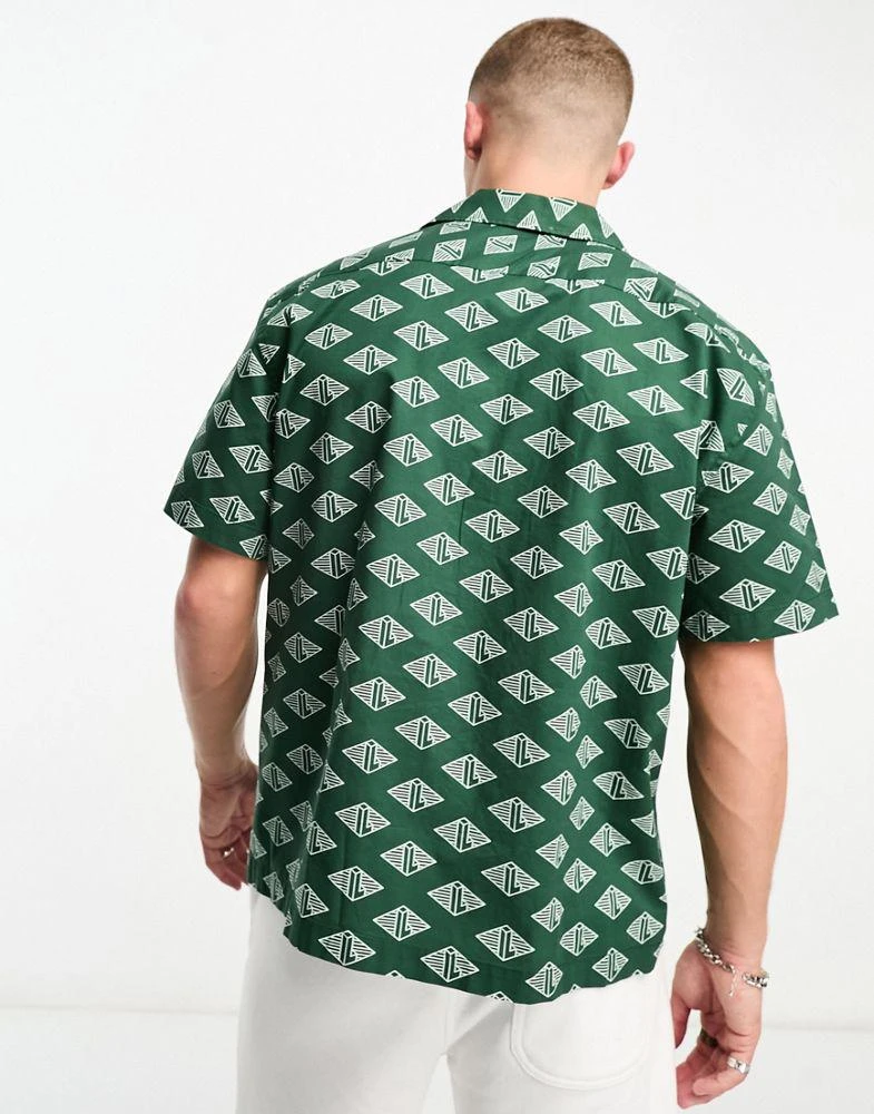 商品Lacoste|Lacoste relaxed fit short sleeve shirt in dark green with all over print,价格¥1235,第2张图片详细描述