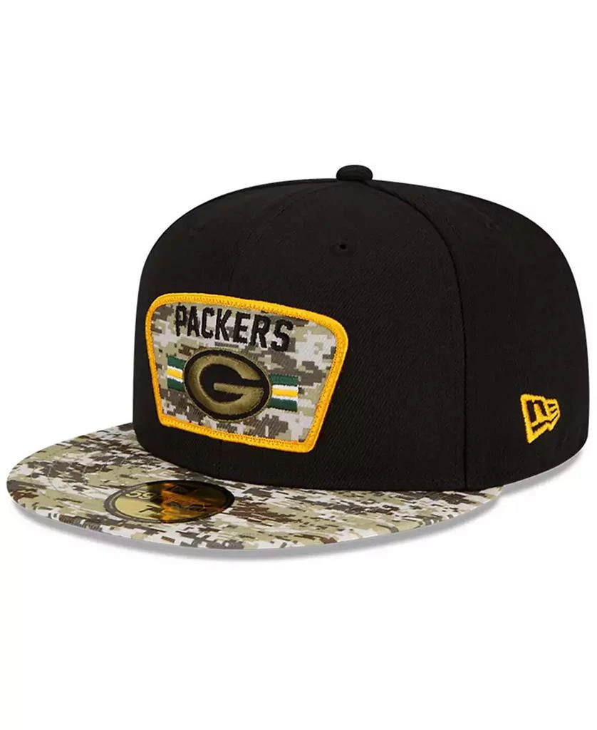 商品New Era|Men's Black-Camouflage Green Bay Packers 2021 Salute To Service 59FIFTY Fitted Hat,价格¥247,第3张图片详细描述