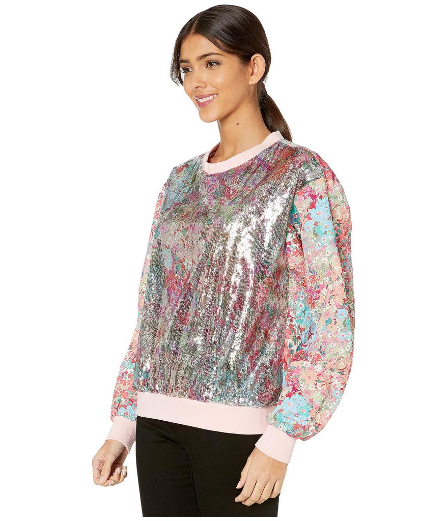 Floral Sequin/Floral Jacquard Sweatshirt商品第2张图片规格展示