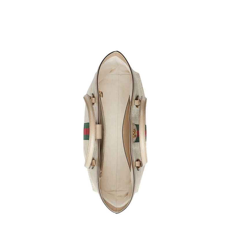 【预售3-7天】GUCCI/古驰 22春夏新款Ophidia系列 女士中号米白色老花帆布皮革滚边红绿织带�托特包631685UULAG9682 商品