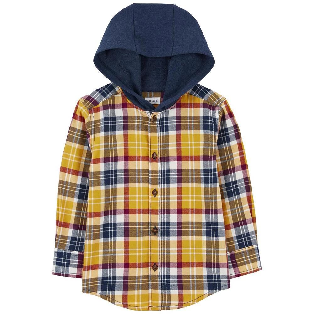 商品Carter's|Toddler Boys Hooded Flannel Button Front Shirt,价格¥71,第2张图片详细描述