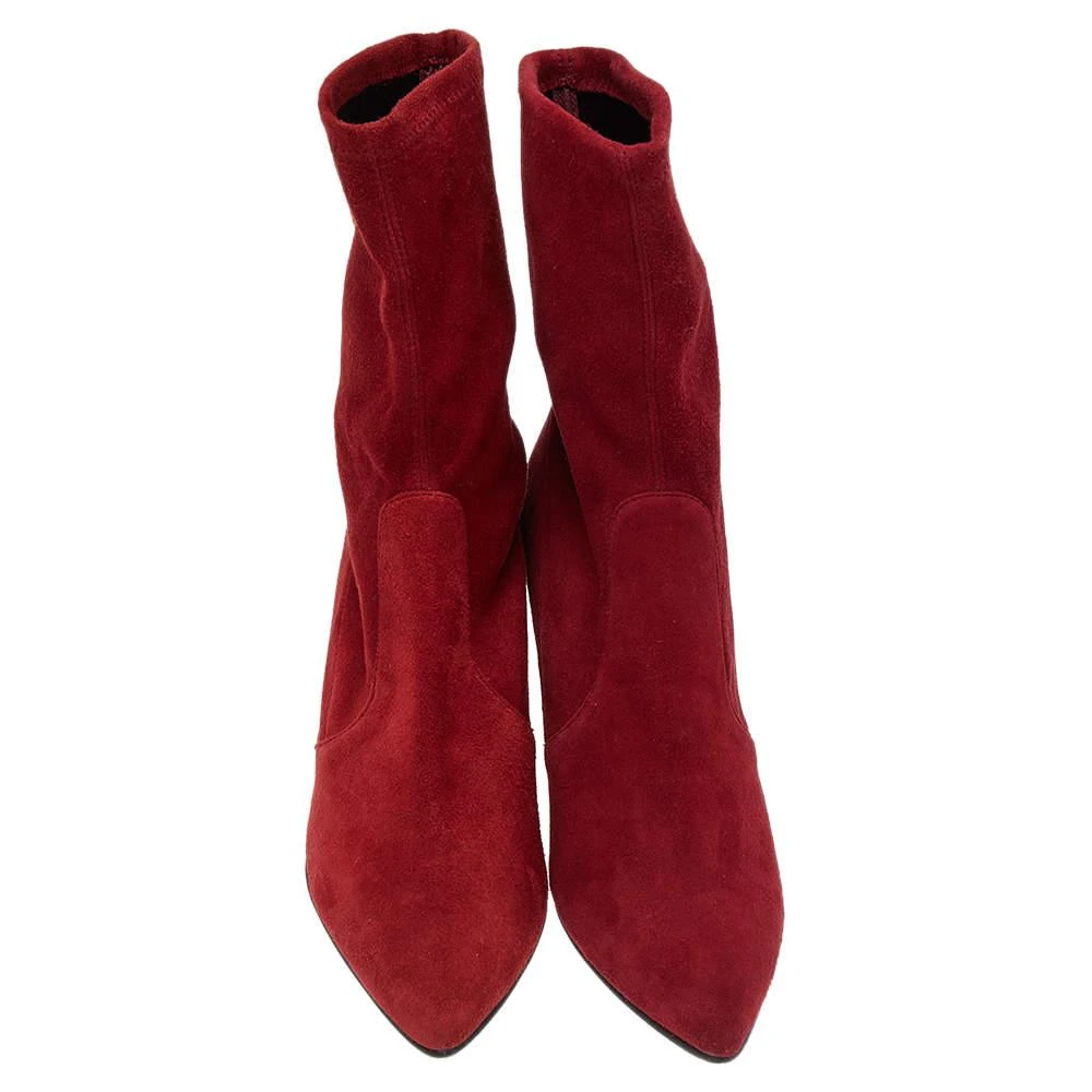 商品Stuart Weitzman|Stuart Weitzman Red Suede Ankle Length Boots Size 37.5,价格¥801,第3张图片详细描述