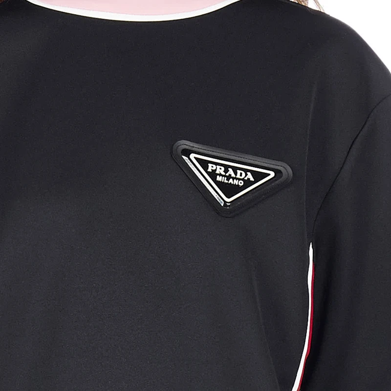 PRADA 女士黑色三角徽标粉色圆领短袖T恤 135690-1X76-F014A 商品