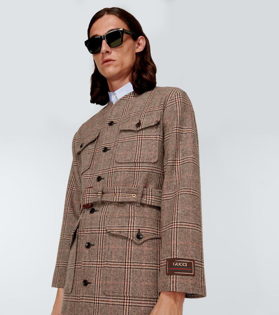 商品Gucci|羊毛混纺格纹大衣,价格¥31715,第7张图片详细描述