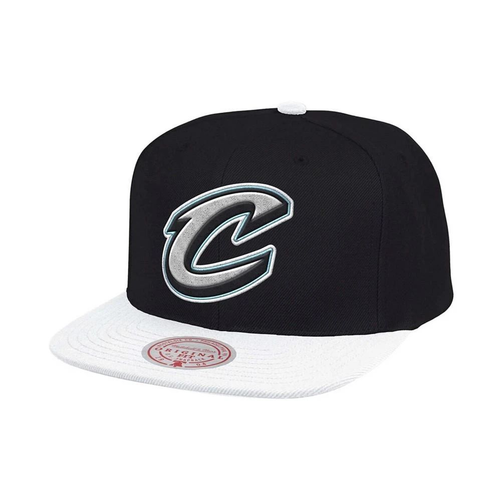 商品Mitchell and Ness|Men's Black, White Cleveland Cavaliers Snapback Adjustable Hat,价格¥262,第1张图片