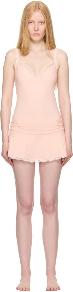 skims lace pink dress SKIMS Fits Everybody Lace Slip Dress by Skims