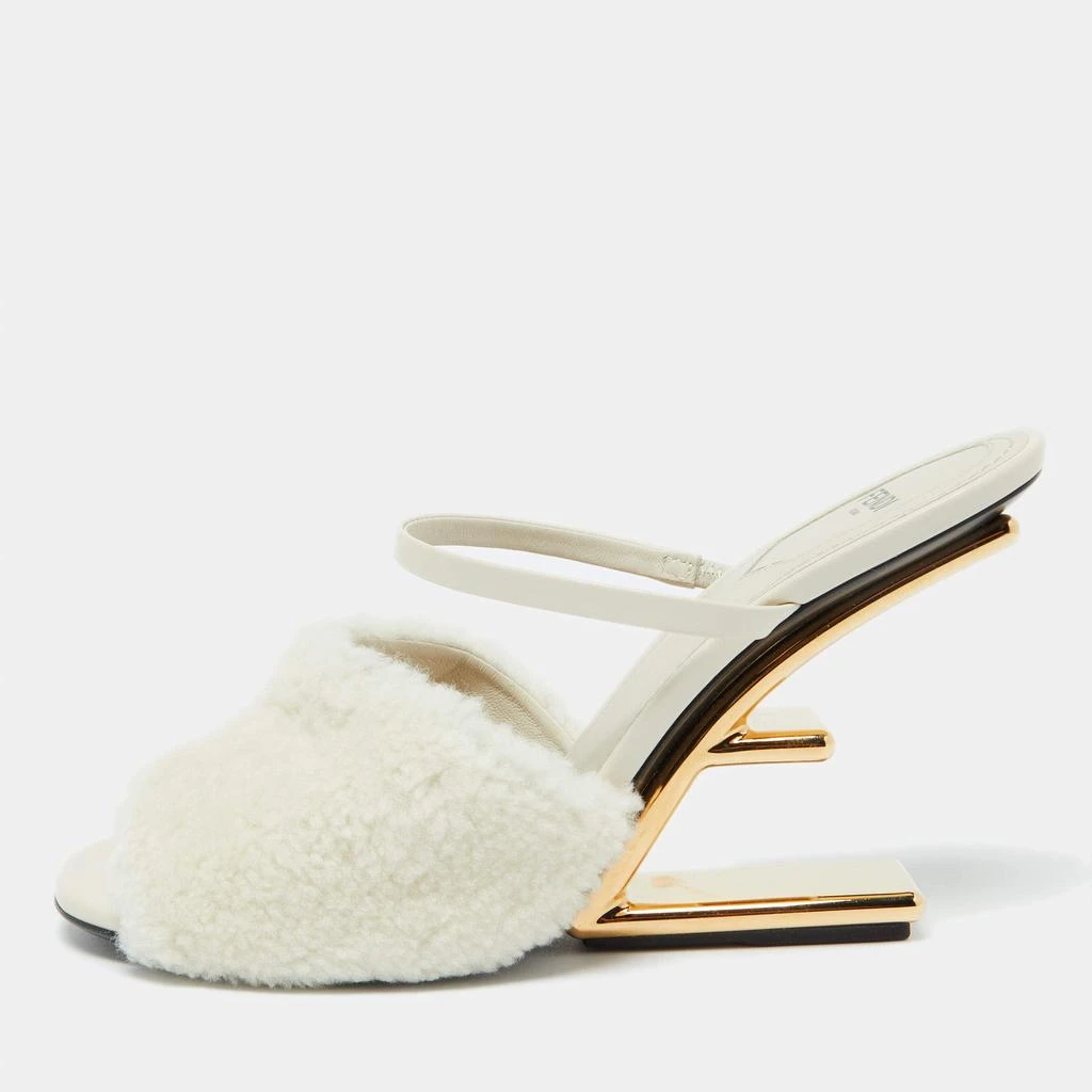 商品Fendi|Fendi Off White Lamb Fur and Leather First Heel Mules Size 40,价格¥3194,第1张图片
